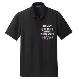 4th of July Birthday Mom Mommy Of The Little Firecracker Dry Zone Grid Polo