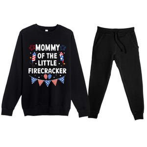 4th of July Birthday Mom Mommy Of The Little Firecracker Premium Crewneck Sweatsuit Set