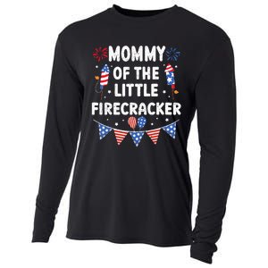 4th of July Birthday Mom Mommy Of The Little Firecracker Cooling Performance Long Sleeve Crew