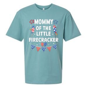 4th of July Birthday Mom Mommy Of The Little Firecracker Sueded Cloud Jersey T-Shirt