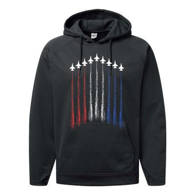 4th Of July Jet Fighter American Flag Patriotic Hero Flying Performance Fleece Hoodie