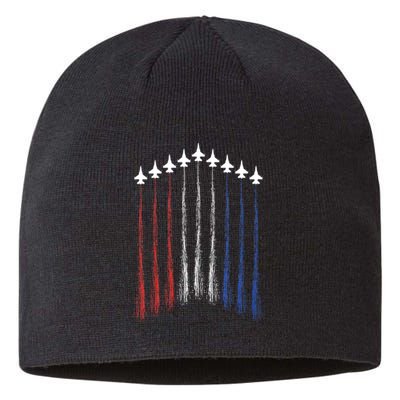 4th Of July Jet Fighter American Flag Patriotic Hero Flying Sustainable Beanie