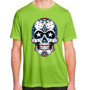 4th Of July Men Patriotic Sugar Skull USA American Flag Adult ChromaSoft Performance T-Shirt