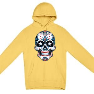 4th Of July Men Patriotic Sugar Skull USA American Flag Premium Pullover Hoodie