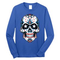 4th Of July Men Patriotic Sugar Skull USA American Flag Long Sleeve Shirt