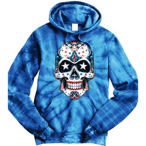 4th Of July Men Patriotic Sugar Skull USA American Flag Tie Dye Hoodie