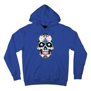 4th Of July Men Patriotic Sugar Skull USA American Flag Tall Hoodie