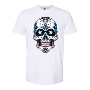 4th Of July Men Patriotic Sugar Skull USA American Flag Softstyle CVC T-Shirt