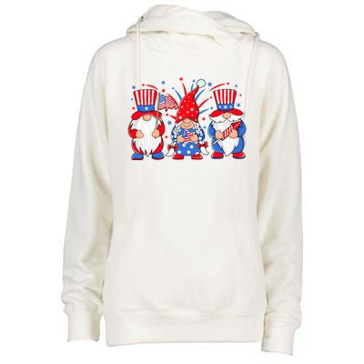 4th Of July Gnomes Patriotic American Flag Cute Three Gnomes Gift Womens Funnel Neck Pullover Hood