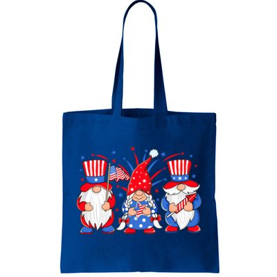 4th Of July Gnomes Patriotic American Flag Cute Three Gnomes Gift Tote Bag