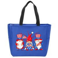 4th Of July Gnomes Patriotic American Flag Cute Three Gnomes Gift Zip Tote Bag