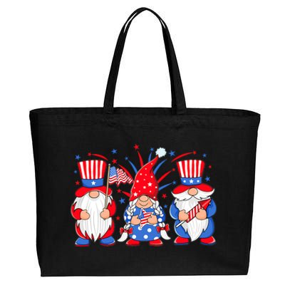 4th Of July Gnomes Patriotic American Flag Cute Three Gnomes Gift Cotton Canvas Jumbo Tote