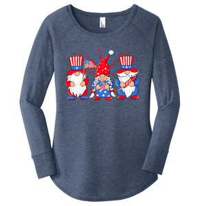 4th Of July Gnomes Patriotic American Flag Cute Three Gnomes Gift Women's Perfect Tri Tunic Long Sleeve Shirt