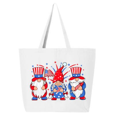 4th Of July Gnomes Patriotic American Flag Cute Three Gnomes Gift 25L Jumbo Tote