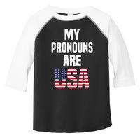 4th Of July Funny My Pronouns Are USA Toddler Fine Jersey T-Shirt