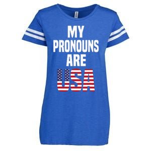 4th Of July Funny My Pronouns Are USA Enza Ladies Jersey Football T-Shirt