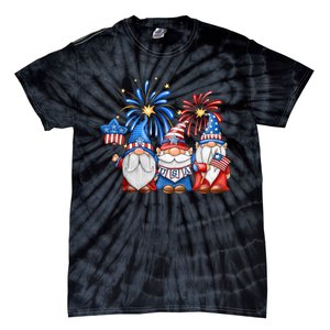 4th Of July American Gnomes Celebrating Independence Day Tie-Dye T-Shirt