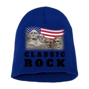 4th Of July Classic Rock Mount Rushmore Funny Gift Short Acrylic Beanie