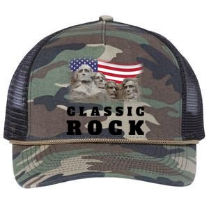 4th Of July Classic Rock Mount Rushmore Funny Gift Retro Rope Trucker Hat Cap