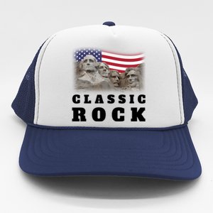 4th Of July Classic Rock Mount Rushmore Funny Gift Trucker Hat