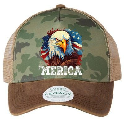 4th Of July Merica Bald Eagle USA Patriotic American Flag Legacy Tie Dye Trucker Hat