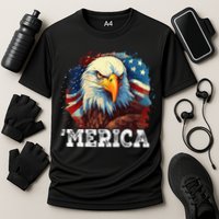 4th Of July Merica Bald Eagle USA Patriotic American Flag Cooling Performance Crew T-Shirt