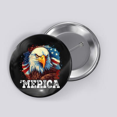 4th Of July Merica Bald Eagle USA Patriotic American Flag Button