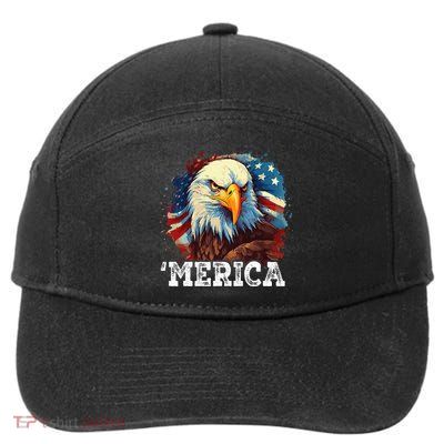 4th Of July Merica Bald Eagle USA Patriotic American Flag 7-Panel Snapback Hat