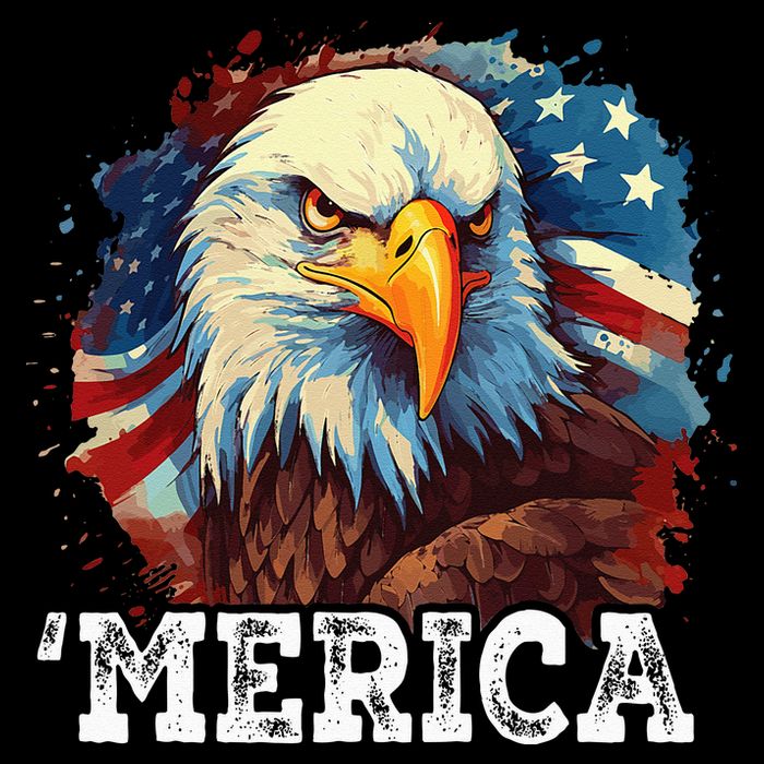 4th Of July Merica Bald Eagle USA Patriotic American Flag Drawstring Bag
