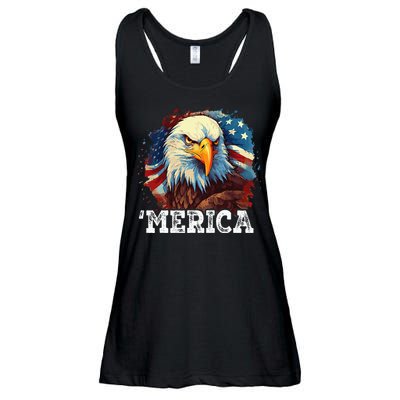 4th Of July Merica Bald Eagle USA Patriotic American Flag Ladies Essential Flowy Tank