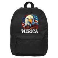 4th Of July Merica Bald Eagle USA Patriotic American Flag 16 in Basic Backpack