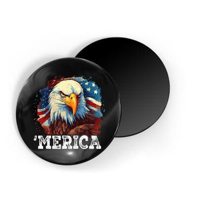4th Of July Merica Bald Eagle USA Patriotic American Flag Magnet