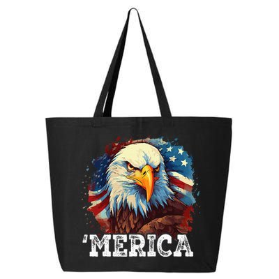 4th Of July Merica Bald Eagle USA Patriotic American Flag 25L Jumbo Tote