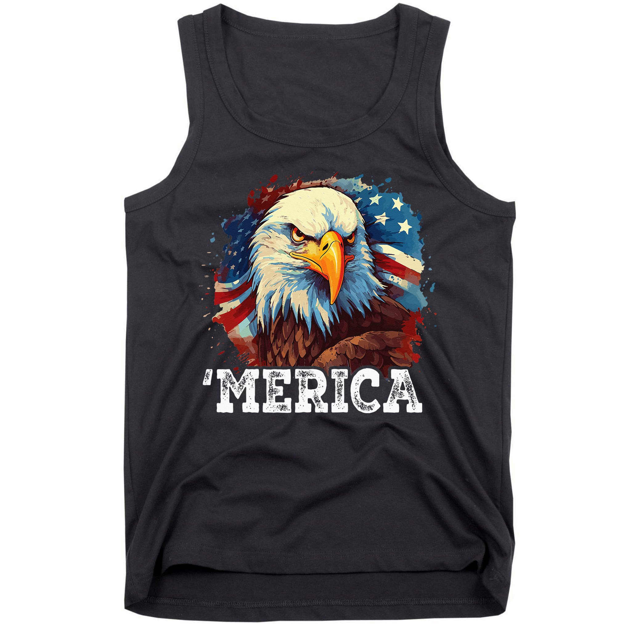 4th Of July Merica Bald Eagle USA Patriotic American Flag Tank Top