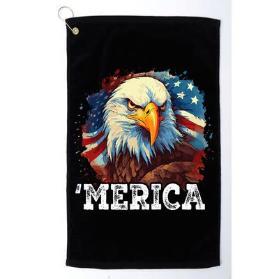 4th Of July Merica Bald Eagle USA Patriotic American Flag Golf Towel