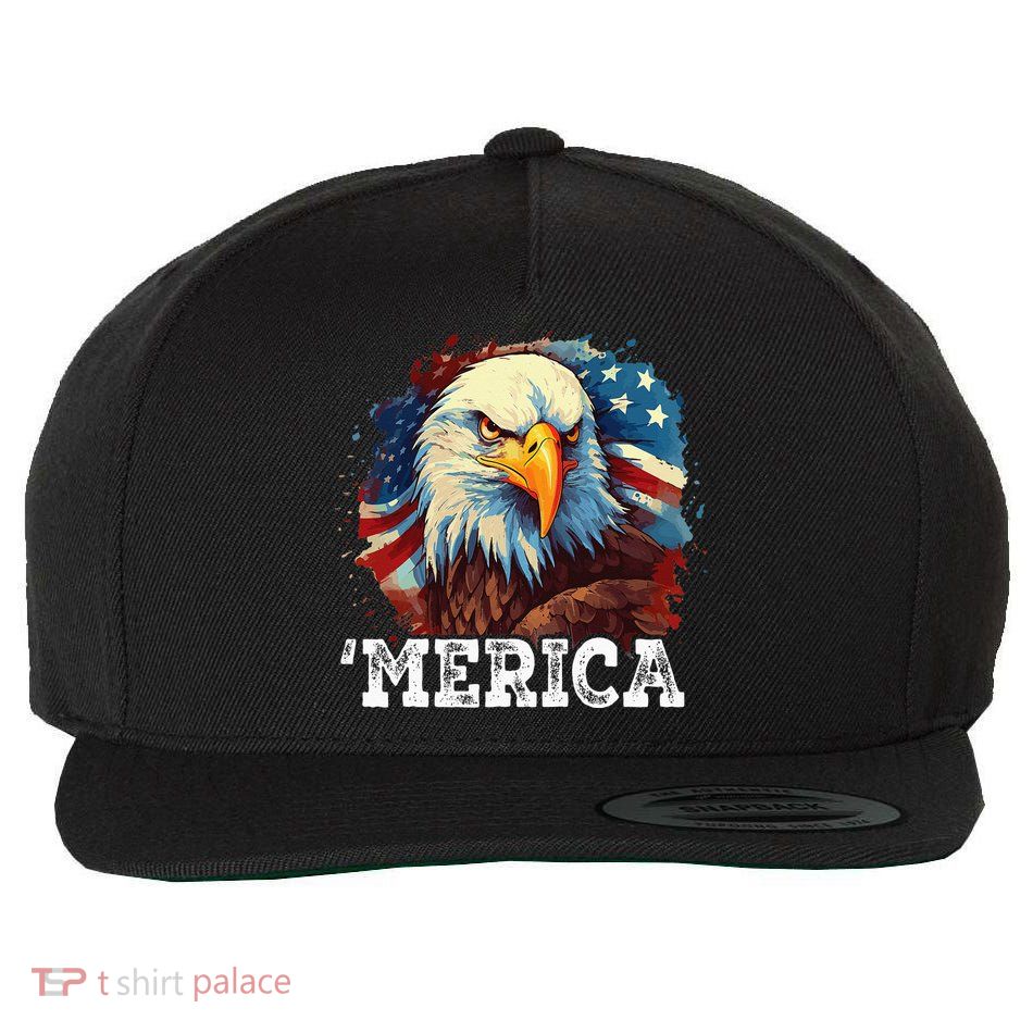 4th Of July Merica Bald Eagle USA Patriotic American Flag Wool Snapback Cap