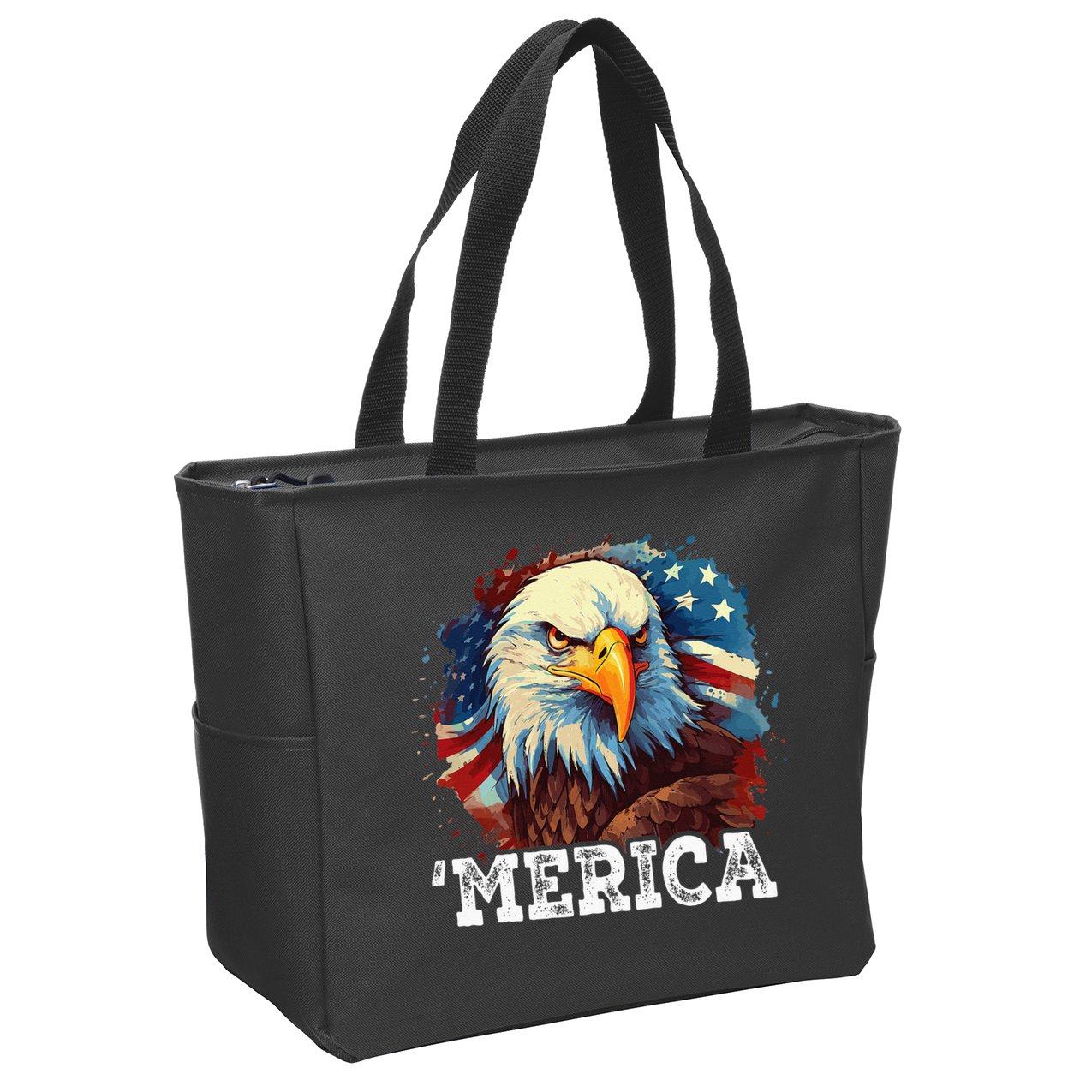4th Of July Merica Bald Eagle USA Patriotic American Flag Zip Tote Bag