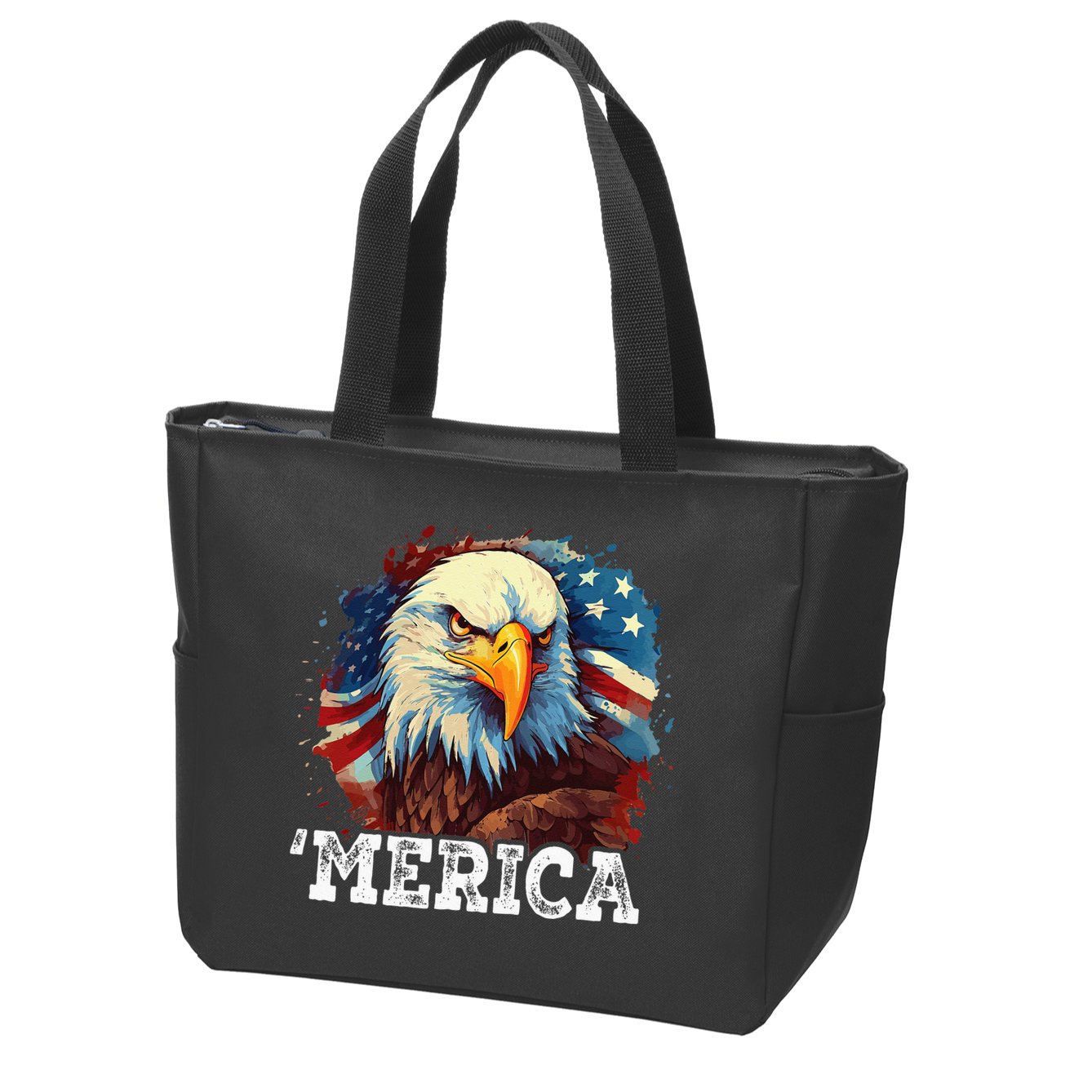 4th Of July Merica Bald Eagle USA Patriotic American Flag Zip Tote Bag