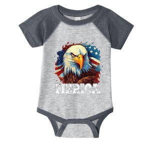 4th Of July Merica Bald Eagle USA Patriotic American Flag Infant Baby Jersey Bodysuit