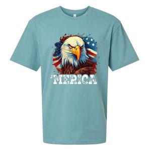 4th Of July Merica Bald Eagle USA Patriotic American Flag Sueded Cloud Jersey T-Shirt