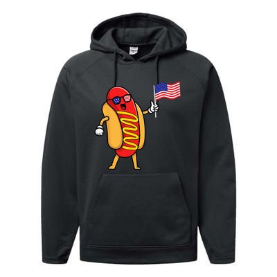 4th Of July Hot Dog Hotdog 4th Of July Shirts Men Women Performance Fleece Hoodie