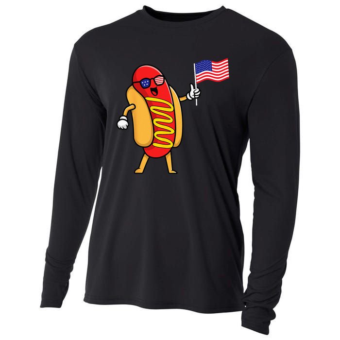 4th Of July Hot Dog Hotdog 4th Of July Shirts Men Women Cooling Performance Long Sleeve Crew