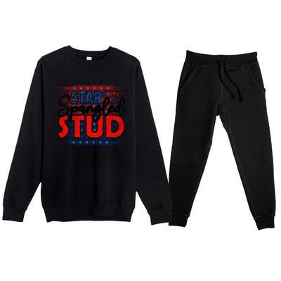 4th Of July Clothes And Accessories Star Spangled Stud Gift Premium Crewneck Sweatsuit Set