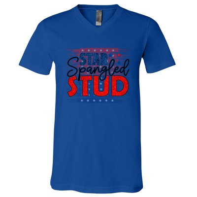 4th Of July Clothes And Accessories Star Spangled Stud Gift V-Neck T-Shirt