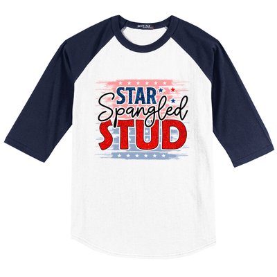 4th Of July Clothes And Accessories Star Spangled Stud Gift Baseball Sleeve Shirt