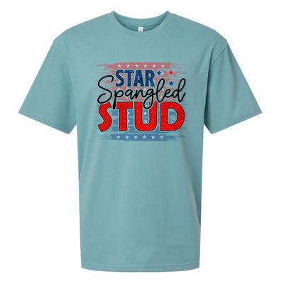 4th Of July Clothes And Accessories Star Spangled Stud Gift Sueded Cloud Jersey T-Shirt