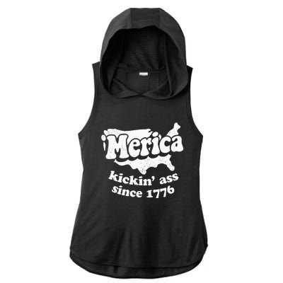 4th Of July Merica Kickin Ass Since 1776 Independence Day Gift Ladies PosiCharge Tri-Blend Wicking Draft Hoodie Tank