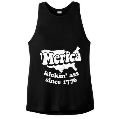 4th Of July Merica Kickin Ass Since 1776 Independence Day Gift Ladies PosiCharge Tri-Blend Wicking Tank