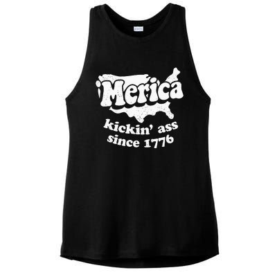 4th Of July Merica Kickin Ass Since 1776 Independence Day Gift Ladies PosiCharge Tri-Blend Wicking Tank