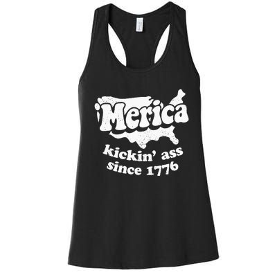 4th Of July Merica Kickin Ass Since 1776 Independence Day Gift Women's Racerback Tank